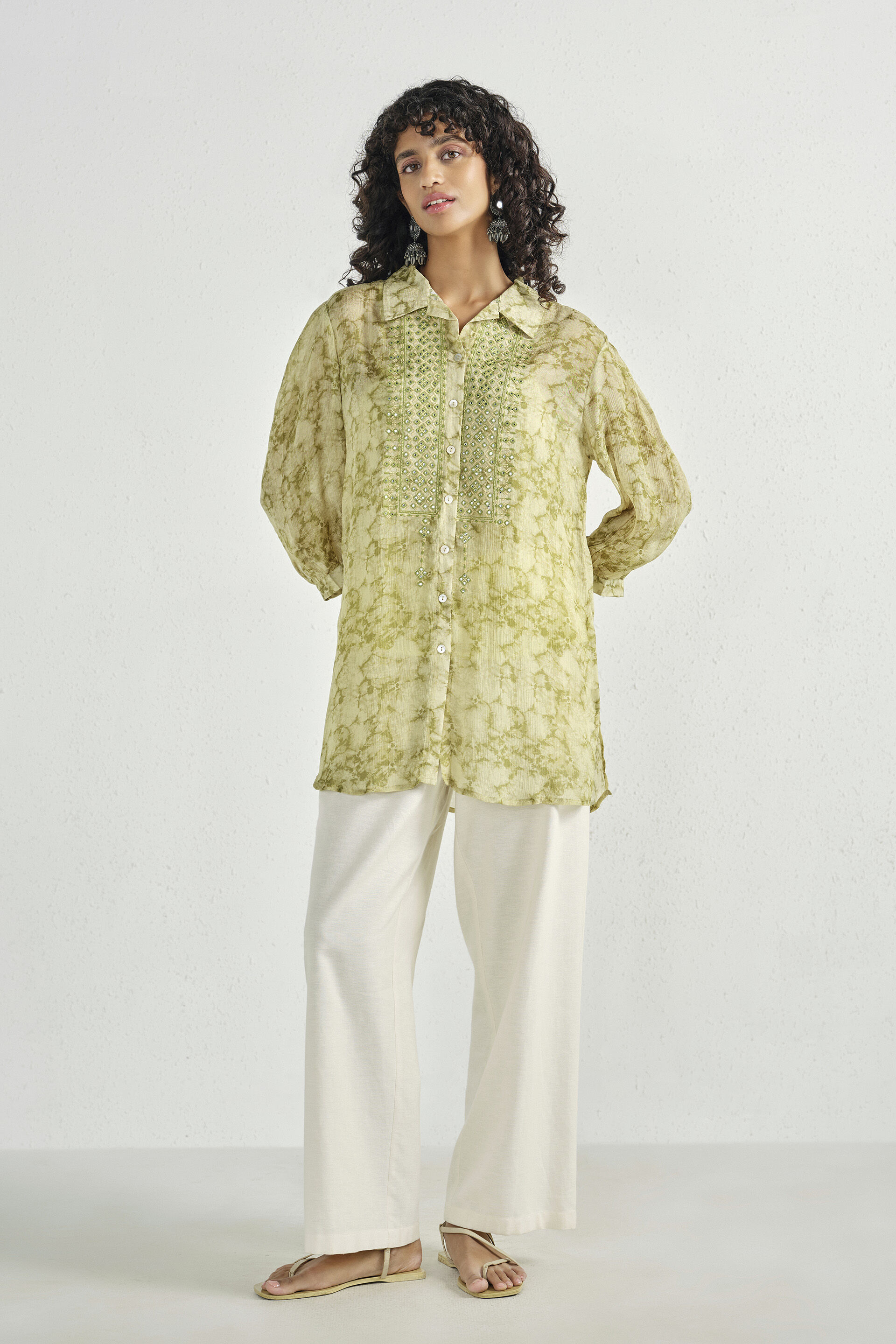 Tanvika Sage Shirt Tunic, Sage Green, image 4